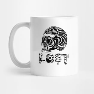 Lost skull style typography black and white Mug